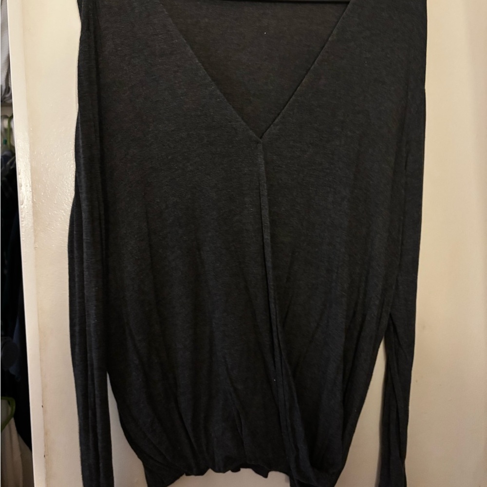 Women's Charcoal Gray V-Neck Top
